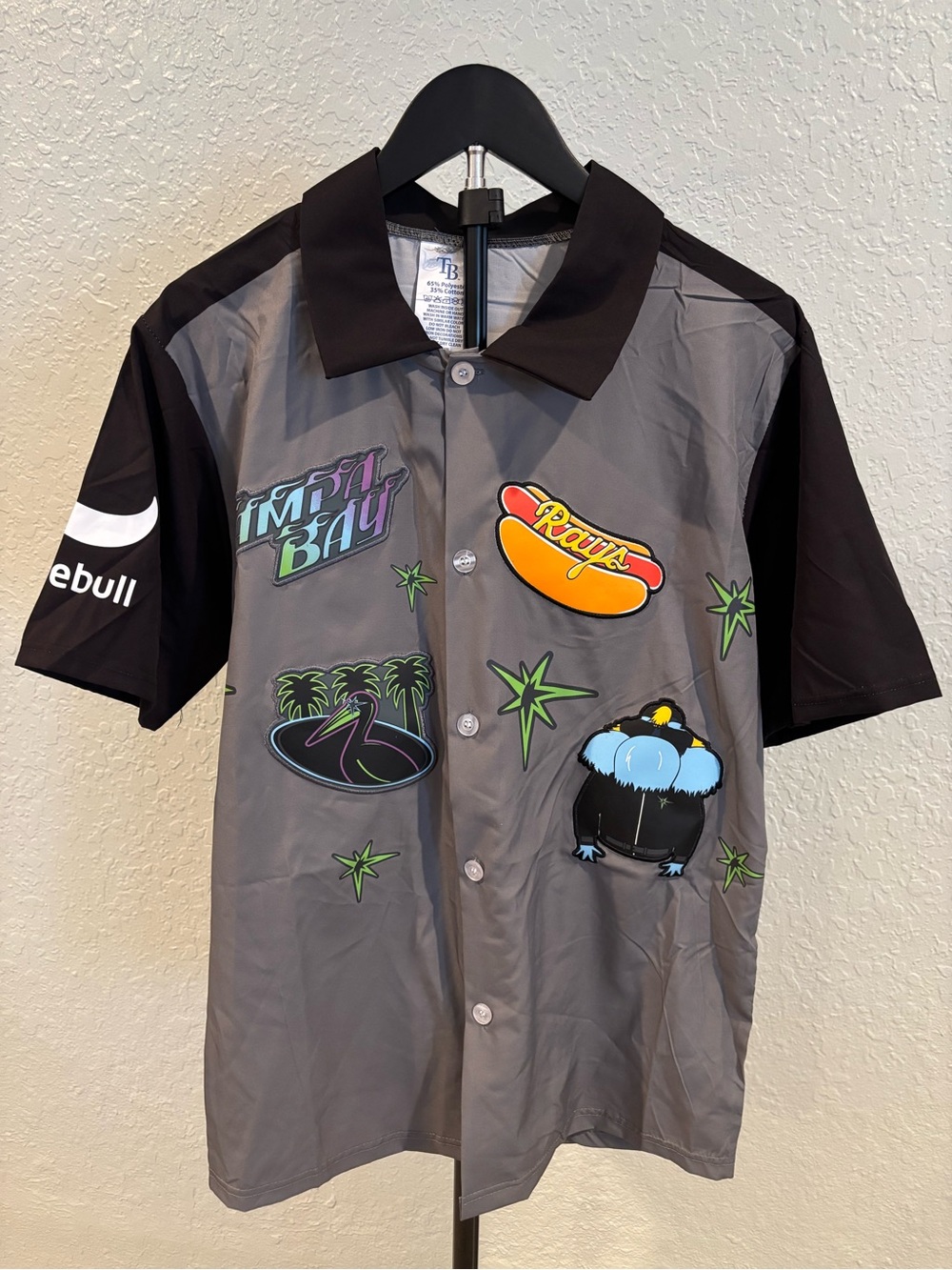 Tampa Bay Rays City Connect Grit and Glow Manatee Button Up Grey/Black Size M